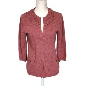 J. Jill Cardigan Sweater Mauve Acrylic/Wool/Silk Snap Closure Womens Size Small
